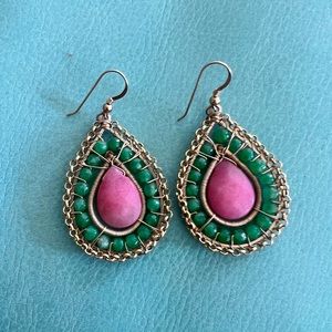 Kendra Scott lookalike pink & green tear earrings